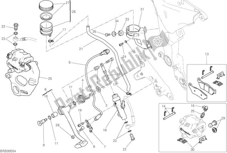 All parts for the Rear Braking System of the Ducati Multistrada 950 Touring Thailand 2017